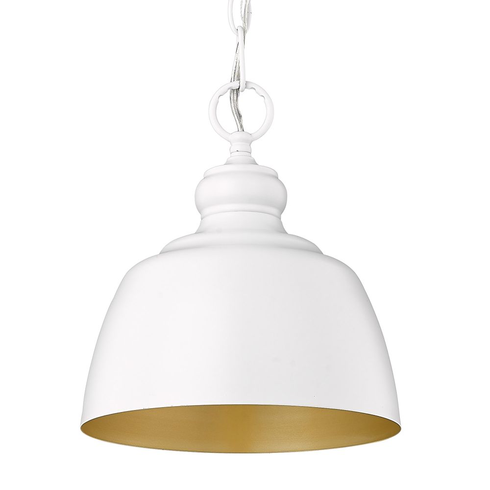 Golden Lighting 0316-M1L WHT Holmes WHT Mini Pendant in Matte White